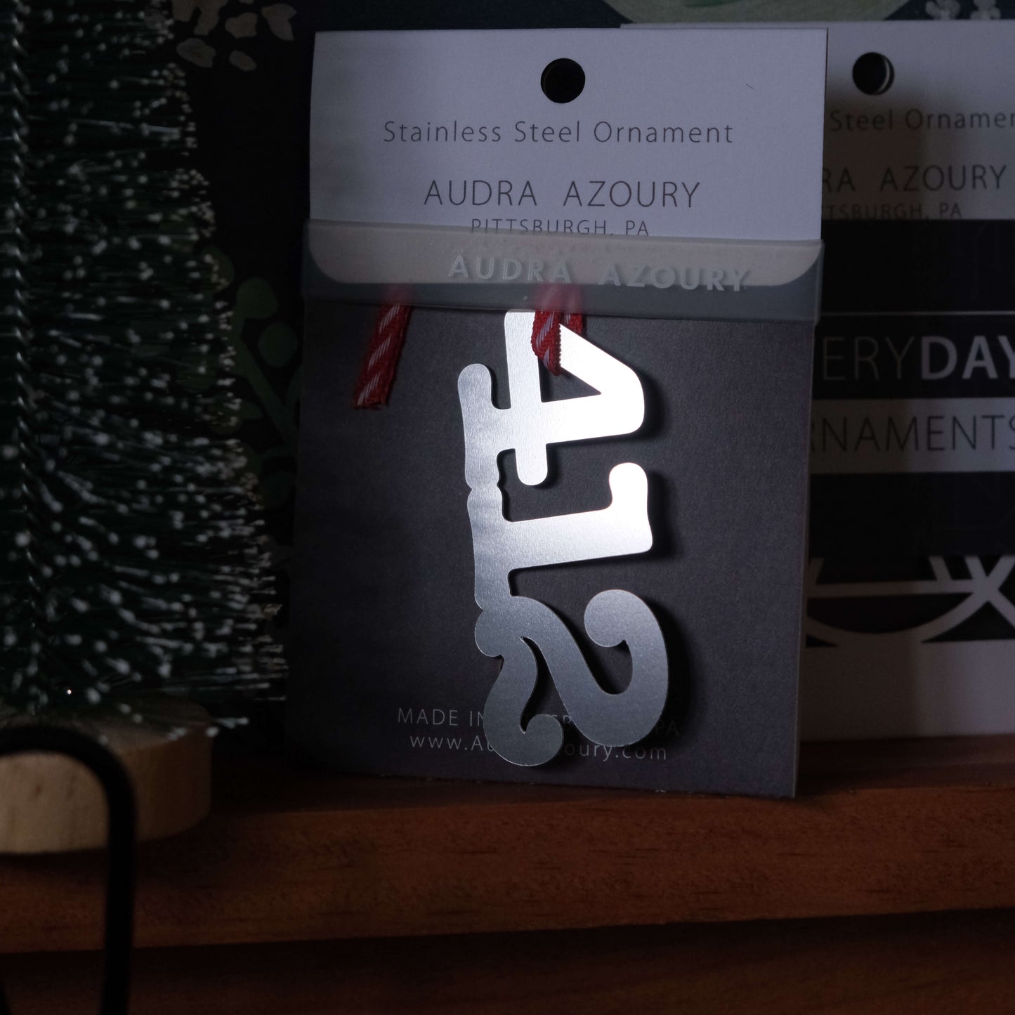 412 Pittsburgh Area Code Stainless Steel Ornament  by Audra Azoury