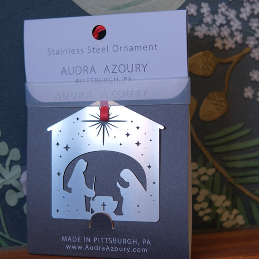 Manger Stainless Steel Ornament by Audra Azoury