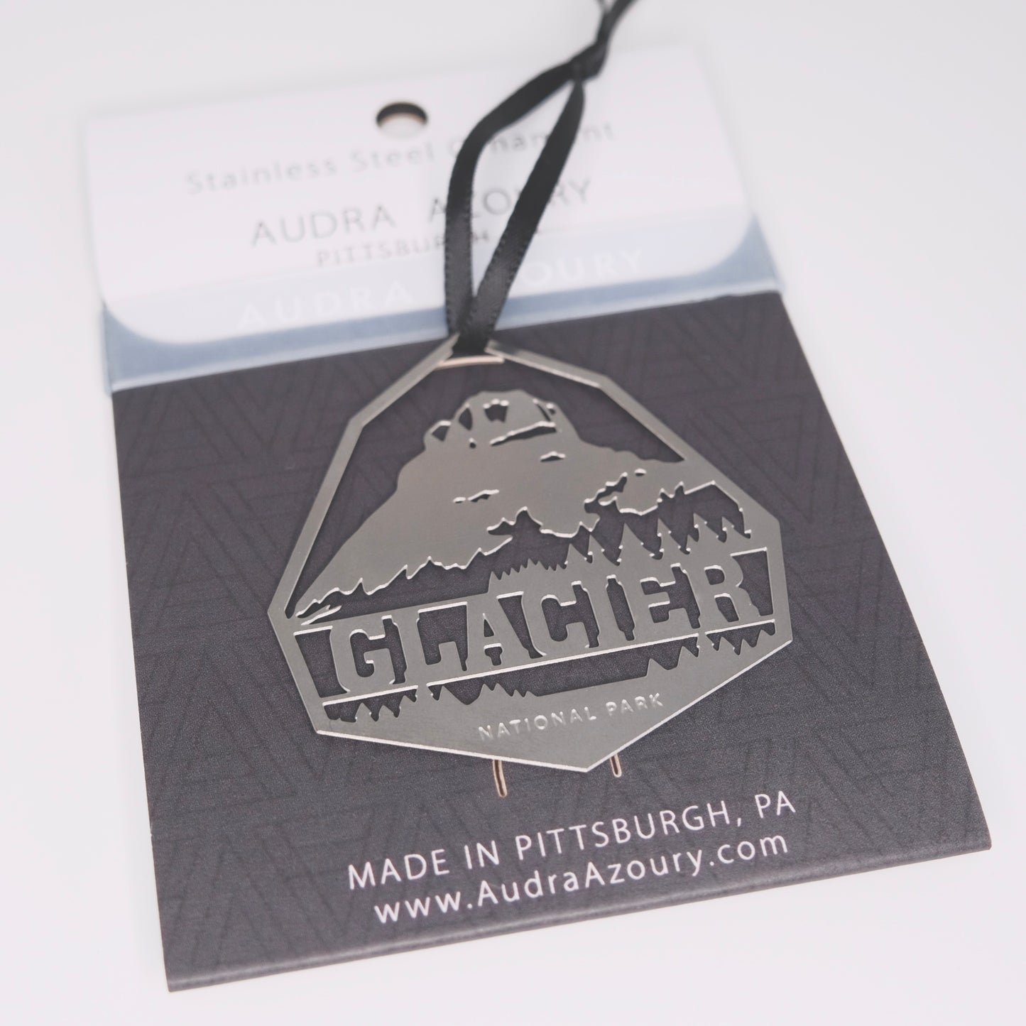 Glacier National Park ornament in stainless steel by Audra Azoury