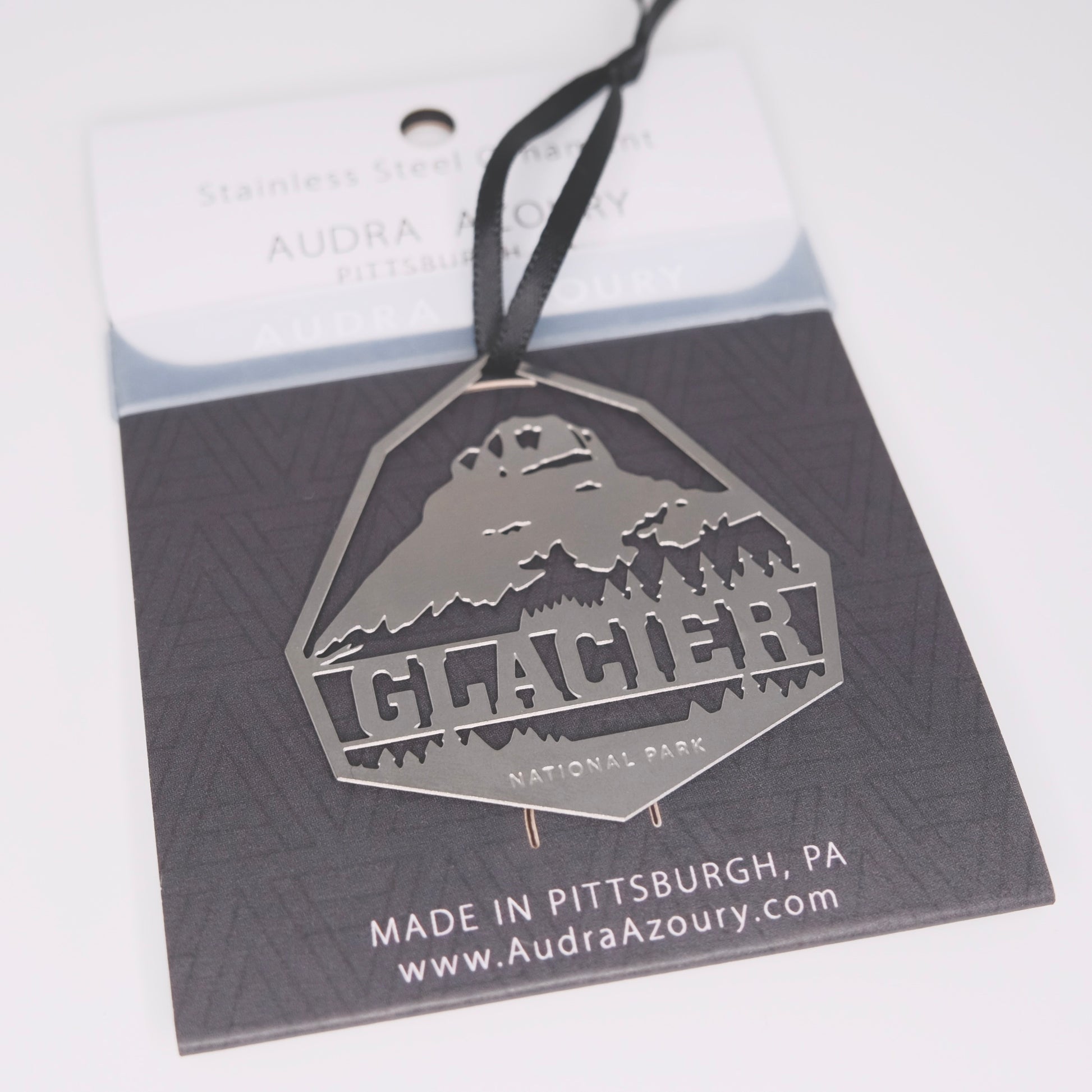 Glacier National Park ornament in stainless steel by Audra Azoury