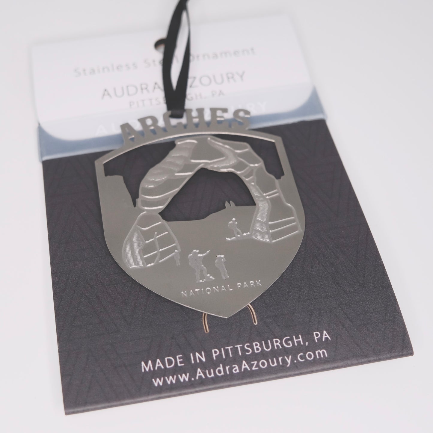 Arches National Park ornament in stainless steel by Audra Azoury