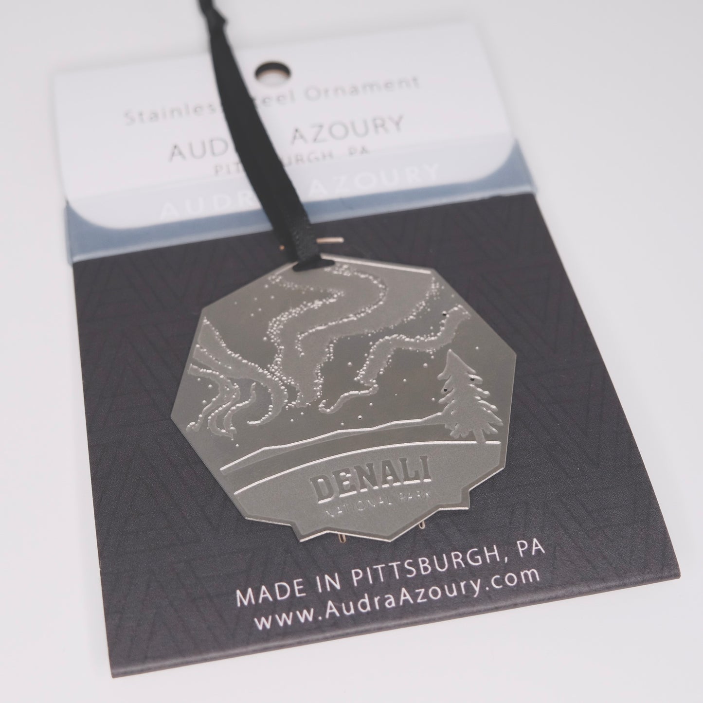 Denali National Park Ornament in stainless steel by Audra Azoury