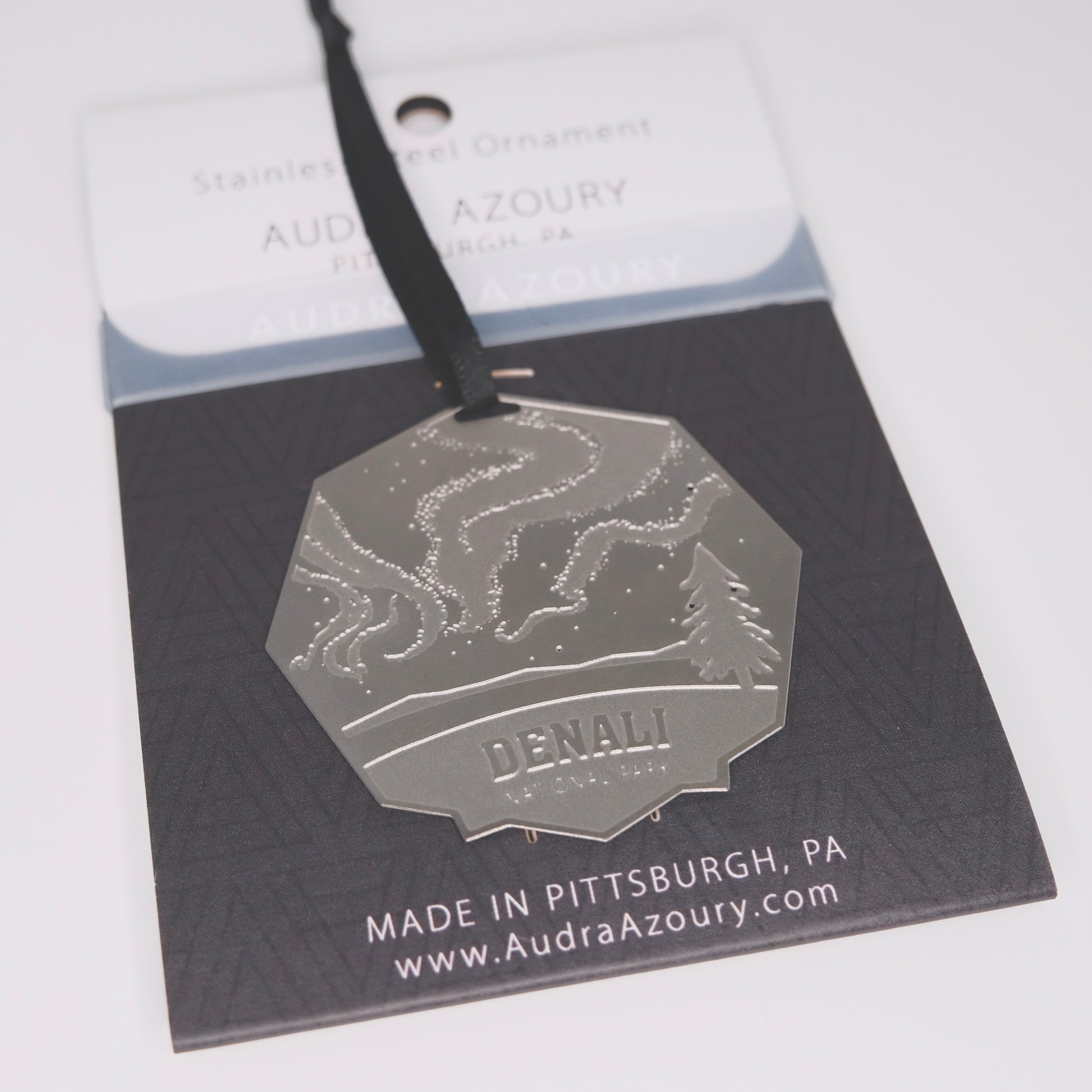 Denali National Park Ornament in stainless steel by Audra Azoury