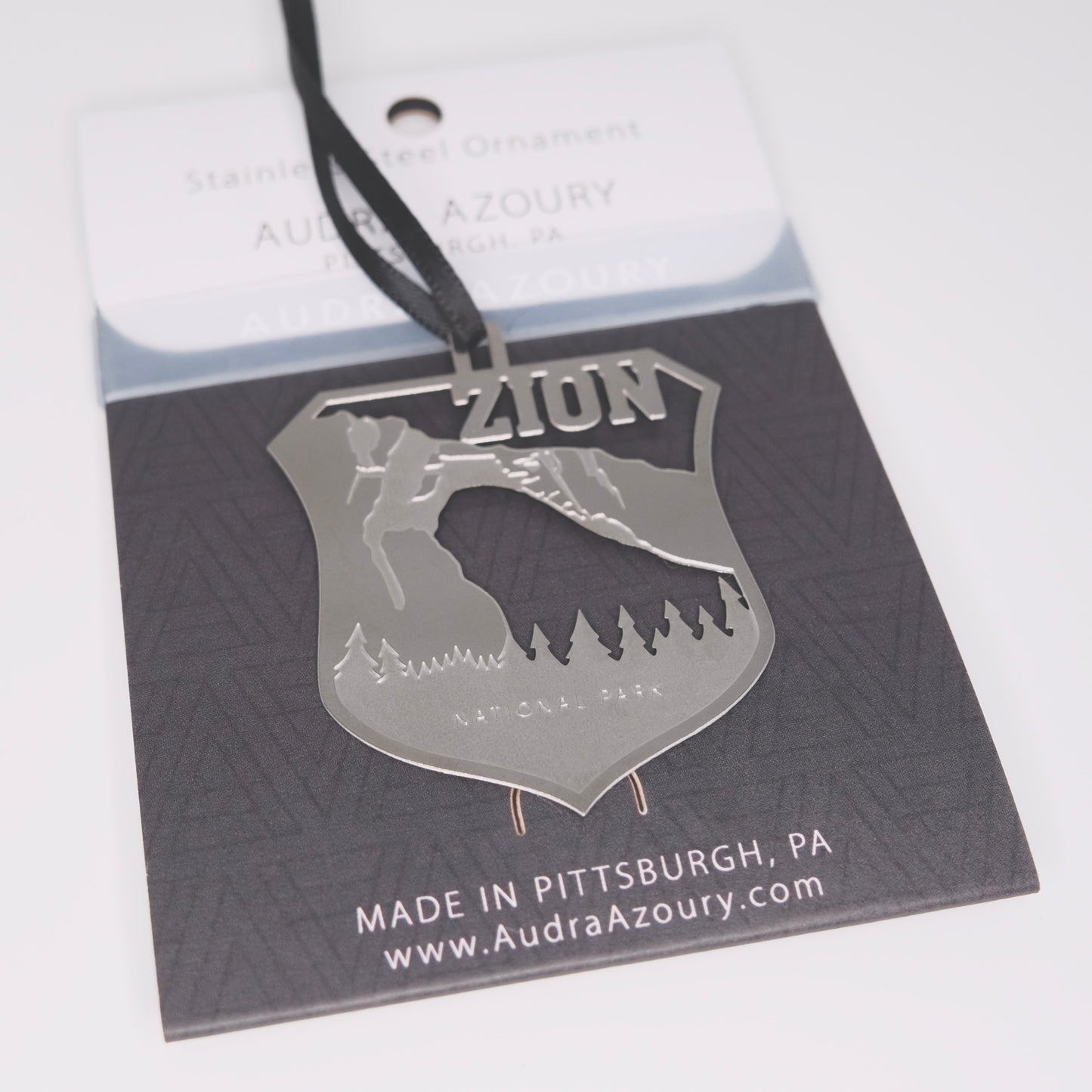 Zion National Park ornament in stainless steel by Audra Azoury