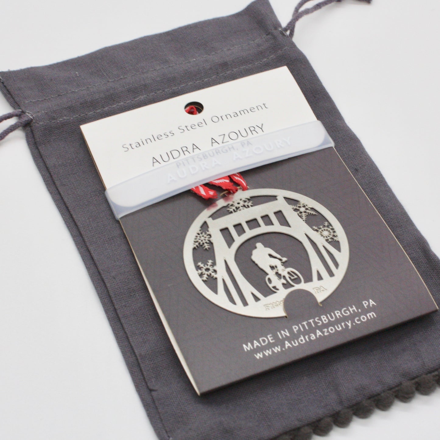 Pittsburgh Ornament | Bridge Bike Rider