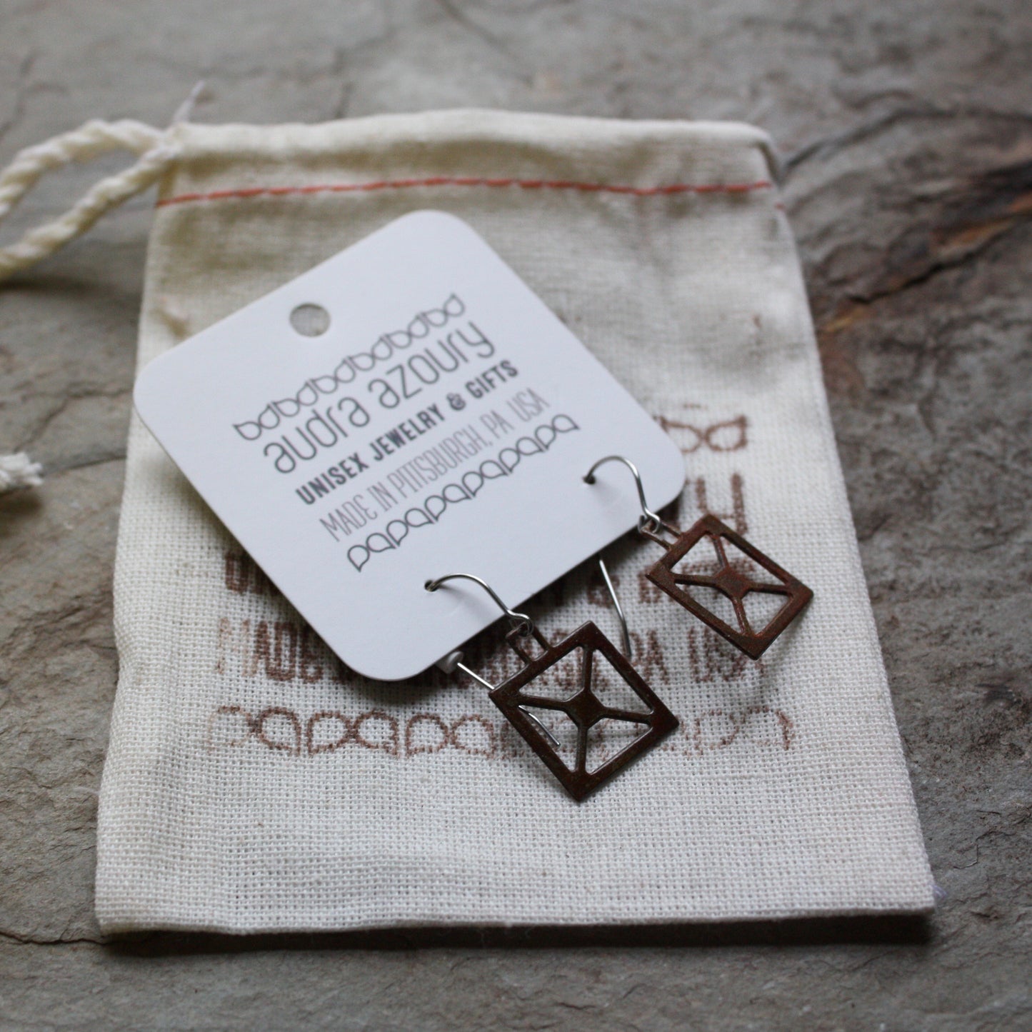 Square X Bridge Truss earrings by Audra Azoury