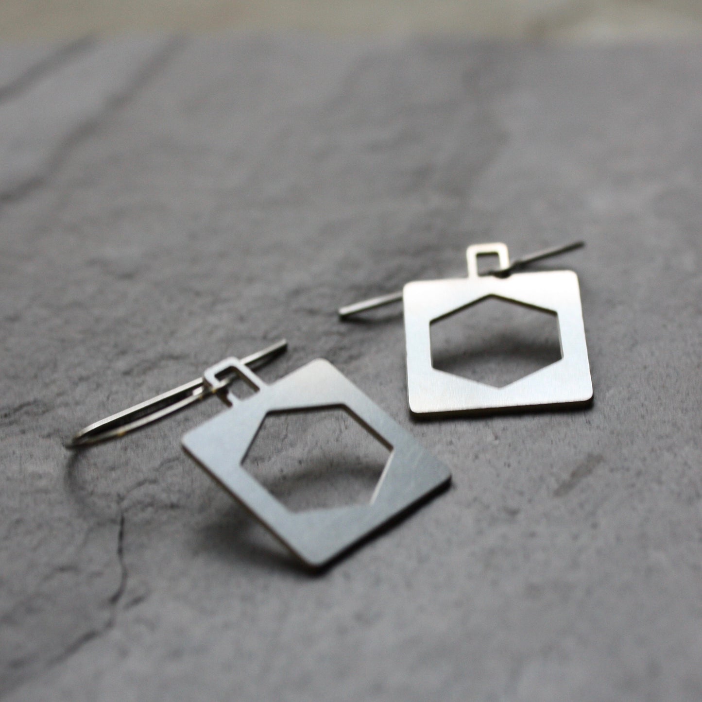 Square Hex Bridge Truss Earrings by Audra Azoury