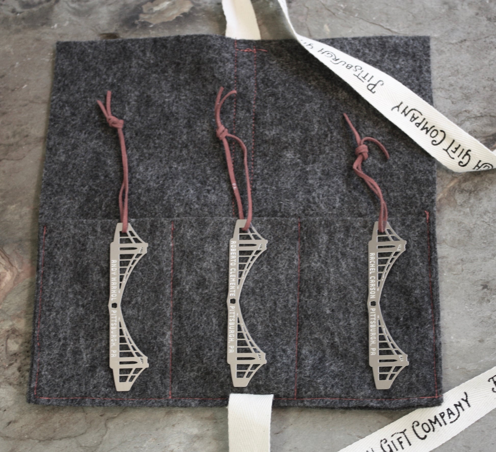 Pittsburgh Sister Bridge Ornament Set | Warhol, Clemente & Carson by Audra Azoury