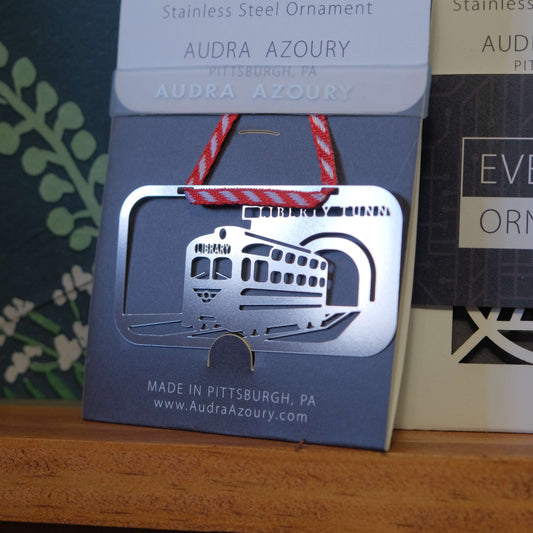 Pittsburgh Trolley Stainless Steel Ornament by Audra Azoury