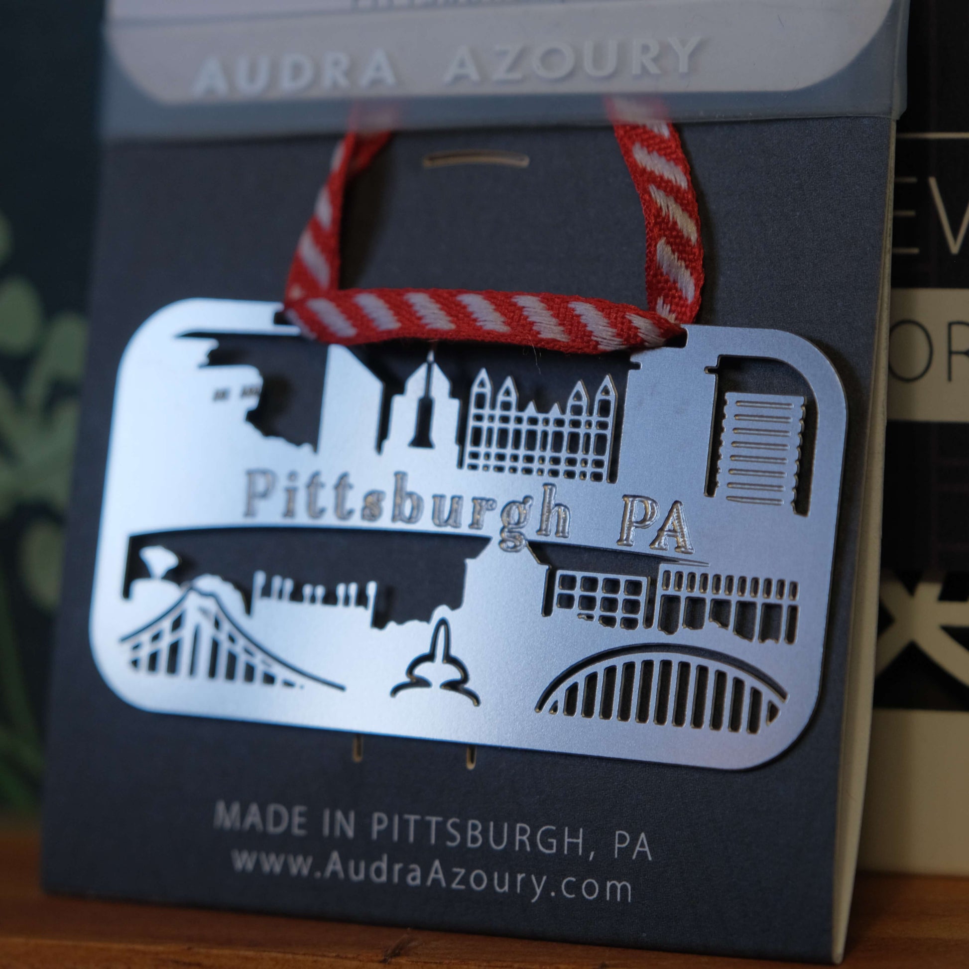 Pittsburgh Skyline Holiday Ornament & Gift Tag by local artist Audra Azoury
