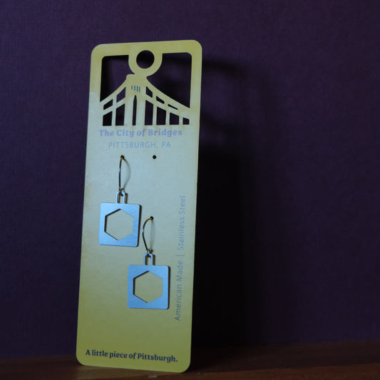 Bridge Earrings | Square Hex Truss