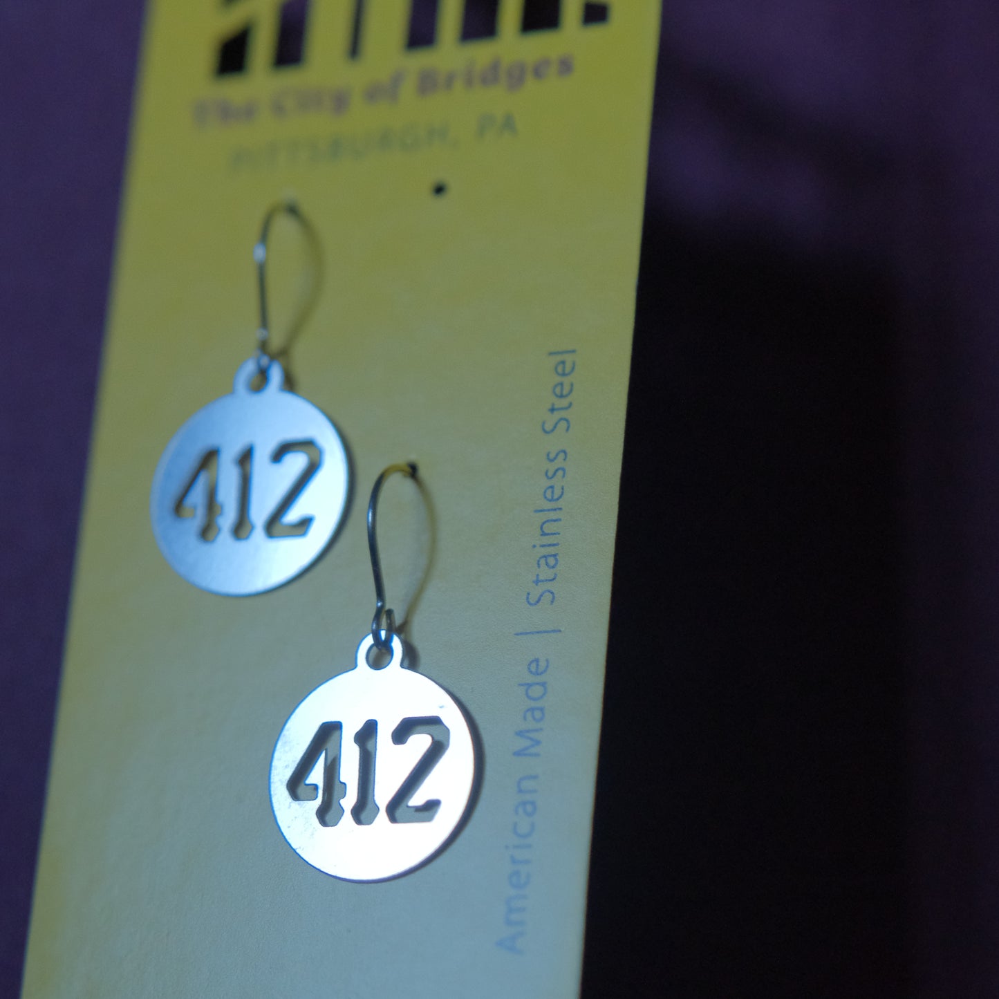 Pittsburgh Earrings | Mini 412 Area Code