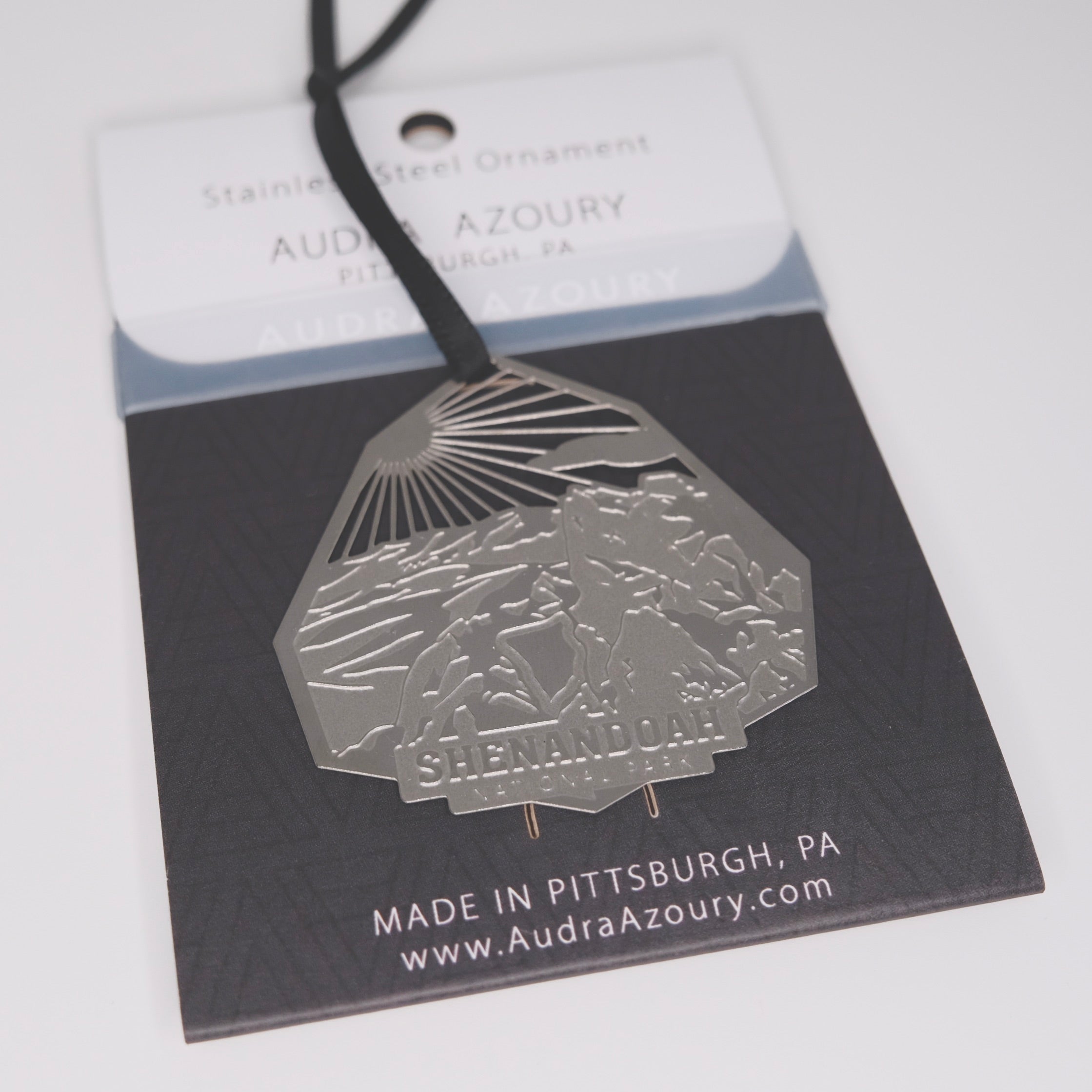 Shenandoah National Park ornament in stainless steel by Audra Azoury