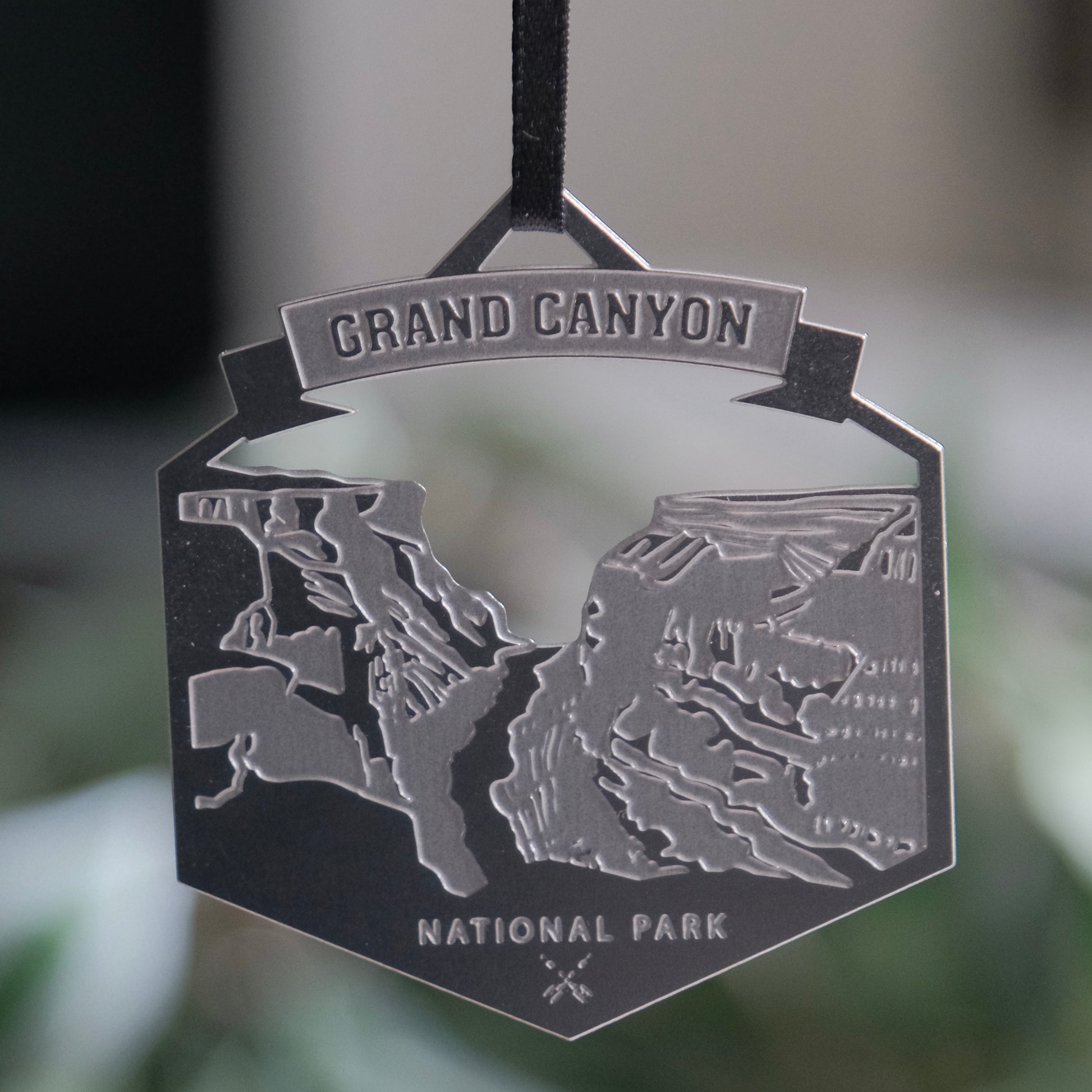 Grand Canyon National Park Ornament. Made in the USA. Stainless Steel. 2 1/4"w x 2"h