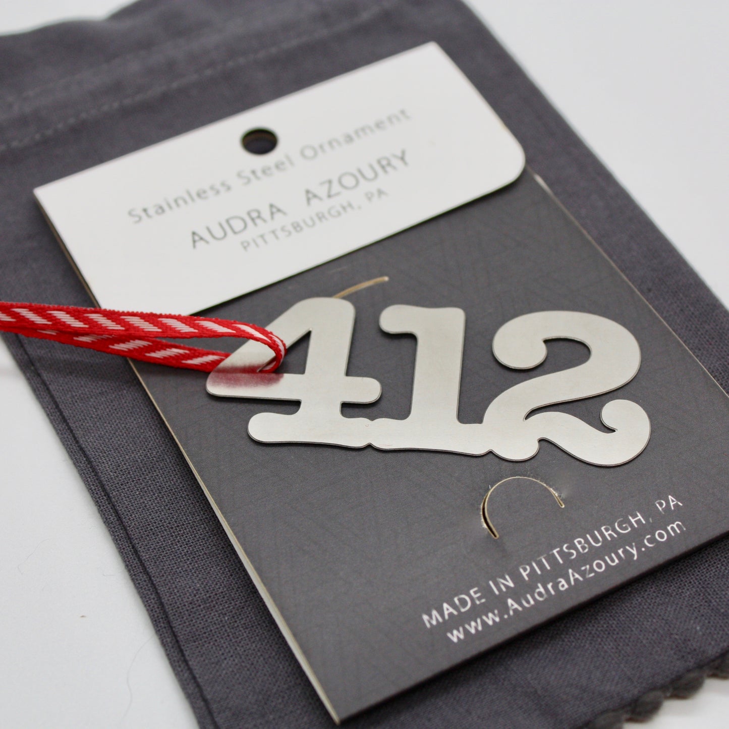 412 Pittsburgh Area Code Stainless Steel Ornament by Audra Azoury