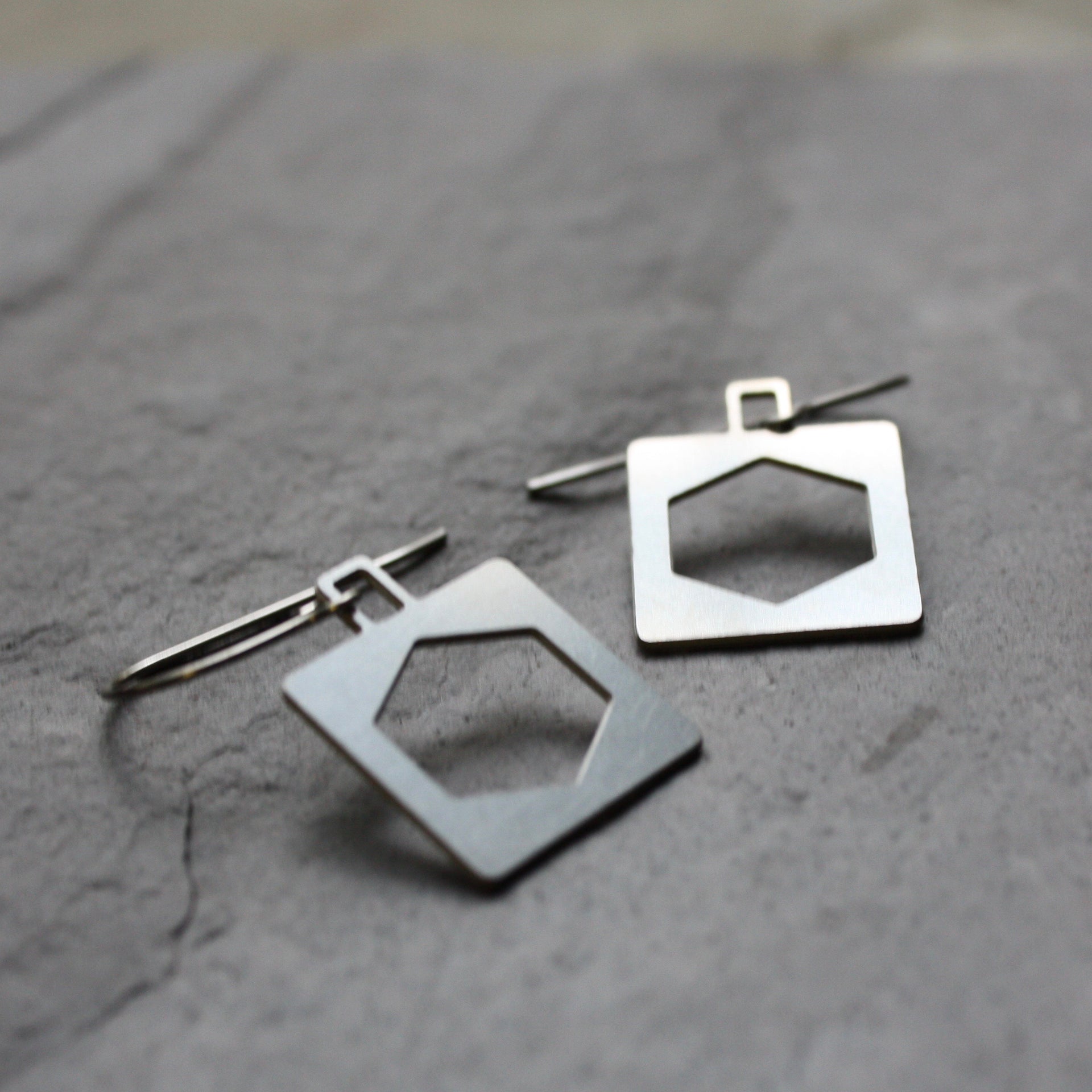 Bridge Earrings | Square Hex Truss